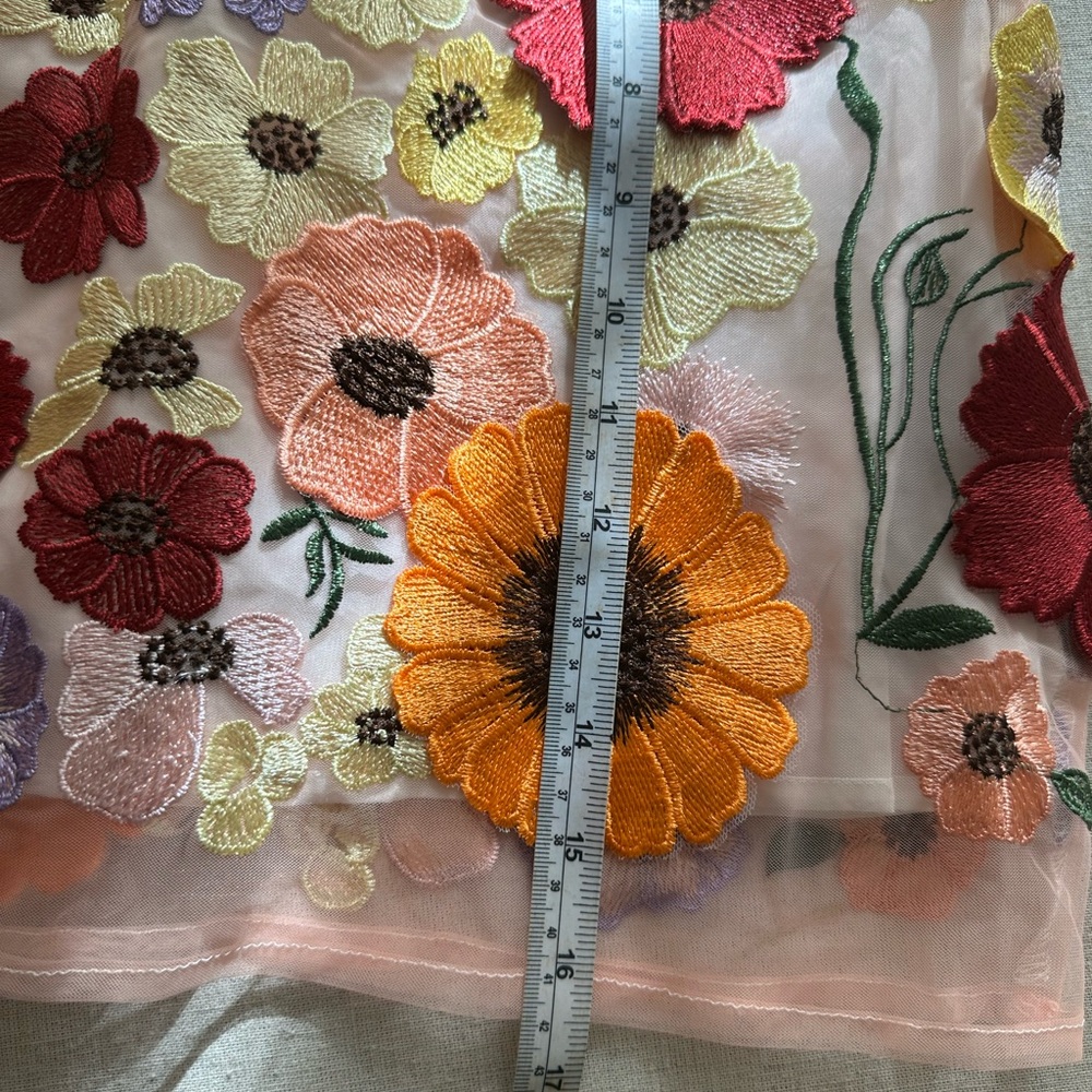 Finesse Floral Print Sheer 3D Flower Overlay Mini Skirt Size XS #easter #summer - Picture 6 of 6